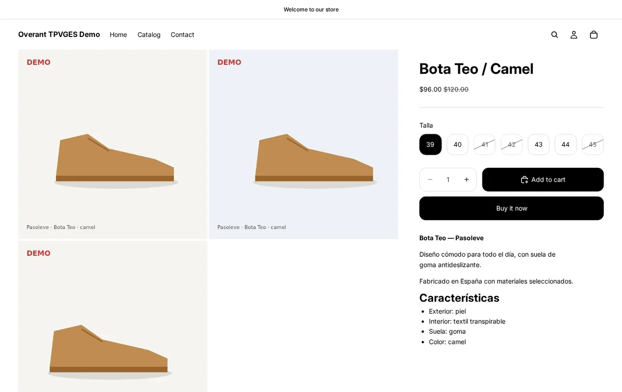 Producto importado en Shopify